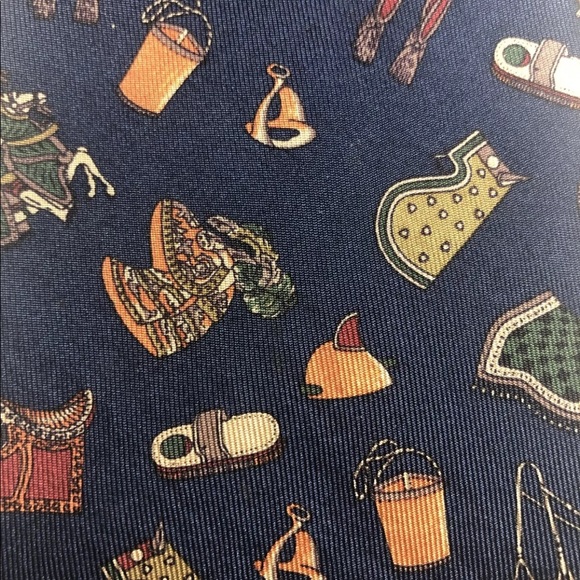 Salvatore Ferragamo Blue Horse Equestrian Necktie 100% Silk Italy 3.5” Wide - Picture 12 of 12